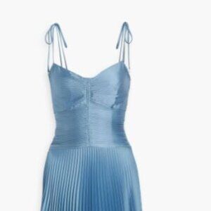 DEREK LAM 10 CROSBY Rochelle Pleated Satin-crepe Midi Dress Size 4 Blue